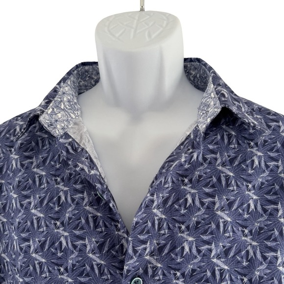 Robert Graham Shirt Mens XL Blue Classic Fit Linen Blend Long Sleeve Button Up - Picture 2 of 16